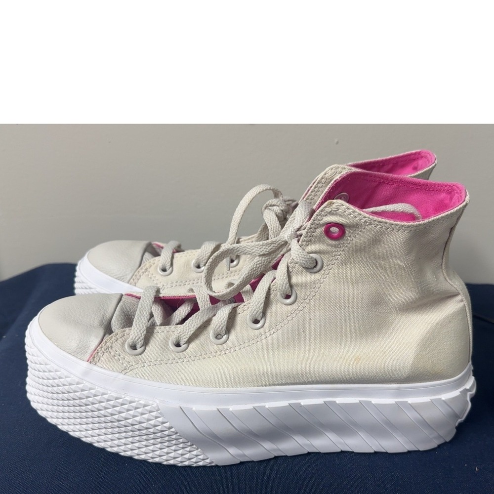 Converse Chuck Taylor All Star GR82 Cream/Pink Platform High Top | Size 9